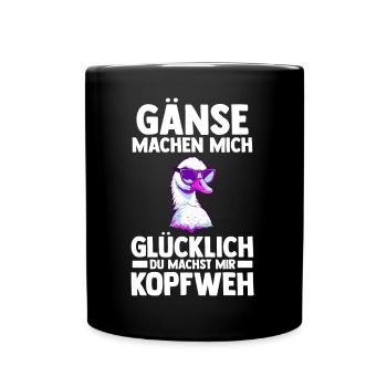 Gans Gänse - Tasse einfarbig - Schwarz - Vorne