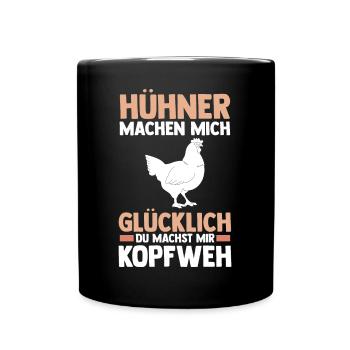 Huhn Landwirt Bauernhof Hühner - Tasse einfarbig - Schwarz - Vorne