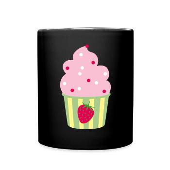 Icecream Cup Erdbeere Erdbeerzeit Eis Sommer Fun - Tasse einfarbig - Schwarz - Vorne