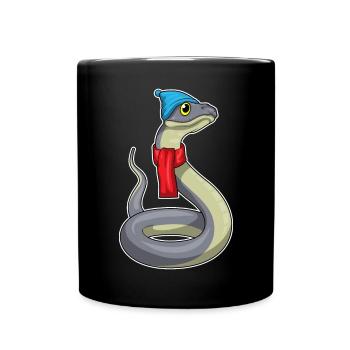 Chapeau d’hiver en forme de serpent - Mug uni - noir - Devant
