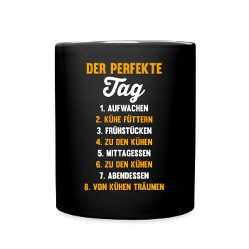 Kuh Landwirt Bauernhof Kühe - Tasse einfarbig - Schwarz - Vorne