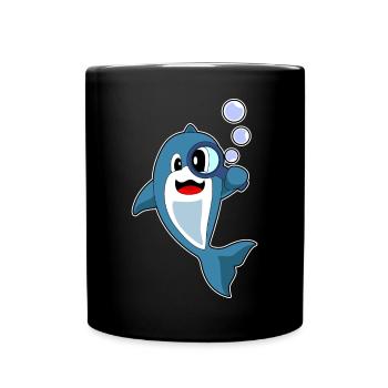 Delfin Detektiv Lupe - Tasse einfarbig - Schwarz - Vorne
