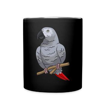 Graupapagei African Grey Parrot Papagei - Tasse einfarbig - Schwarz - Vorne