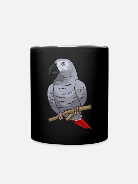 Graupapagei African Grey Parrot Papagei - Tasse einfarbig - Schwarz