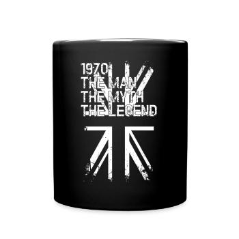 1970s UK Grunge Typography Union Jack - Full Colour Mug - black - Front