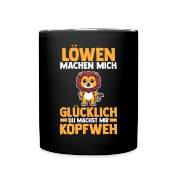 Löwe Löwen - Tasse einfarbig - Schwarz - Vorne