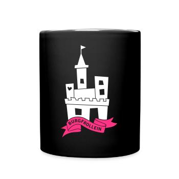 Burgfräulein Prinzessin Burg Schloss Märchen Illu - Tasse einfarbig - Schwarz - Vorne