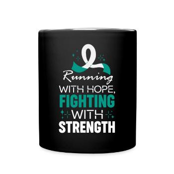 Laufen mit Hoffnung Krebs-Aufklärungslauf - Tasse einfarbig - Schwarz - Vorne