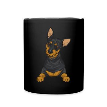 Zwergpinscher Rehpinscher Min Pin Hund - Tasse einfarbig - Schwarz - Vorne