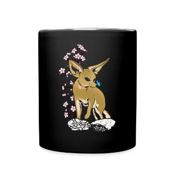 Fennek-füchse, Japanische Kirsche, Fennek-füchse, - Tasse einfarbig - Schwarz - Vorne