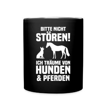 Pferde Pferdeliebhaber Hundeliebhaber Hunde - Tasse einfarbig - Schwarz - Vorne