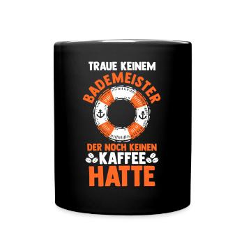 Rettungsschwimmer Kaffee Bademeister - Tasse einfarbig - Schwarz - Vorne
