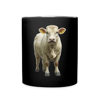 Charolais Rind - Tasse einfarbig - Schwarz - Vorne