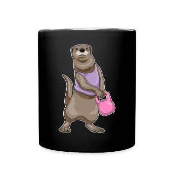 Otter Bodybuilder Hantel Bodybuilding - Tasse einfarbig - Schwarz - Vorne
