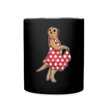 Erdmännchen Polka Dots Kleid - Tasse einfarbig - Schwarz - Vorne