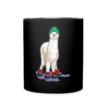Alpaka Skifahrer Ski Wintersport - Tasse einfarbig - Schwarz - Vorne
