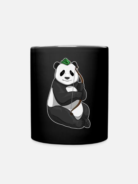 Panda Bogenschütze Bogen - Tasse einfarbig - Schwarz