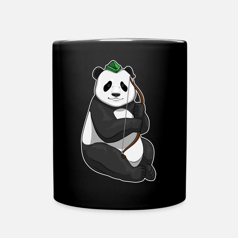 Panda Bogenschütze Bogen - Tasse einfarbig - Schwarz