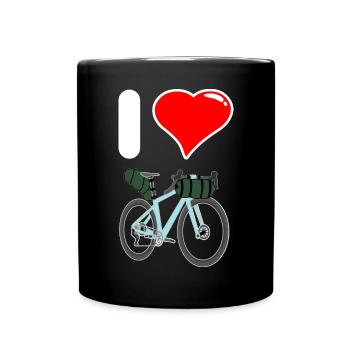 I Love Bike Packing Ich liebe Fahrradreisen - Full Colour Mug - black - Front