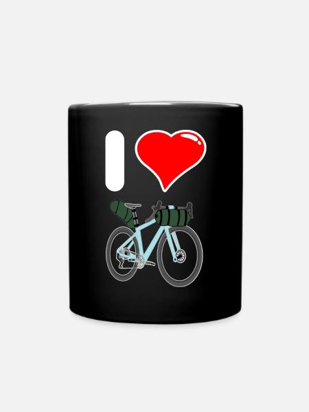 I Love Bike Packing Ich liebe Fahrradreisen - Tasse einfarbig - Schwarz