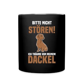 Hund Dackel - Tasse einfarbig - Schwarz - Vorne