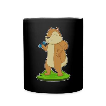 Eichhörnchen Bodybuilder Hantel Bodybuilding - Tasse einfarbig - Schwarz - Vorne