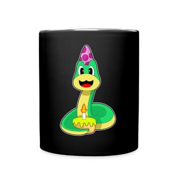 Schlange Geburtstag Kuchen - Tasse einfarbig - Schwarz - Vorne