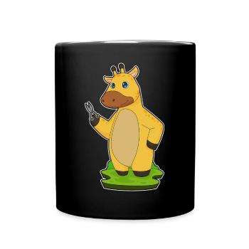 Giraffe hairdresser scissors - Full Colour Mug - black - Front