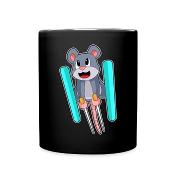 Mouse Ski Jumper Ski Winter Sports - Full Colour Mug - black - Front