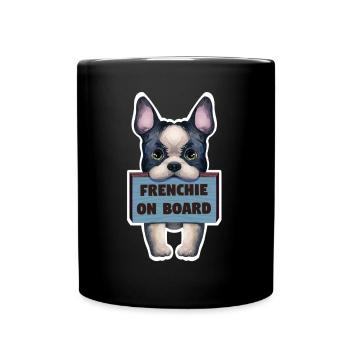 Aufkleber der französischen Bulldogge an Bord - Tasse einfarbig - Schwarz - Vorne