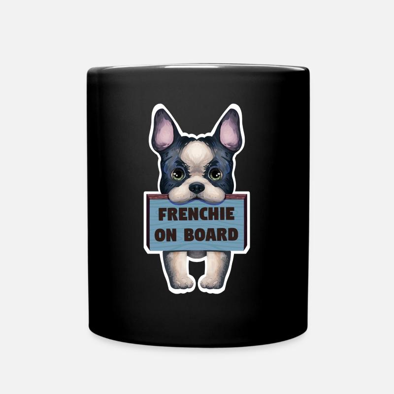 French bulldog sticker on board - Full Colour Mug - black