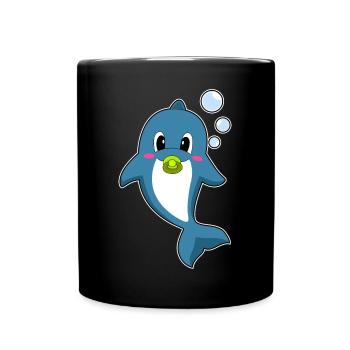 Delfin Baby Schnuller - Tasse einfarbig - Schwarz - Vorne