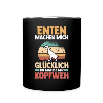 Entenliebhaber Tiermotiv Ente - Tasse einfarbig - Schwarz - Vorne