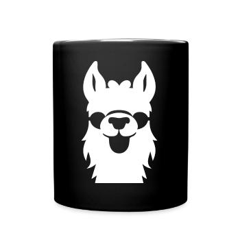 Lustige Lama-Silhouette Freche Spaß-Lamas - Tasse einfarbig - Schwarz - Vorne