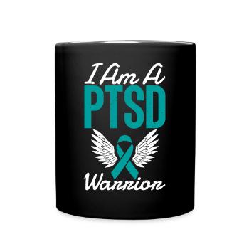 I'm a pstd warrior with teal ribbon for - Full Colour Mug - black - Front