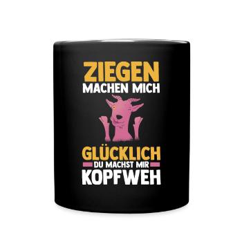 Bauernhof Landwirt Bauer Ziegen - Tasse einfarbig - Schwarz - Vorne