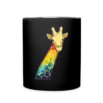 Giraffe Regenbogen - Tasse einfarbig - Schwarz - Vorne