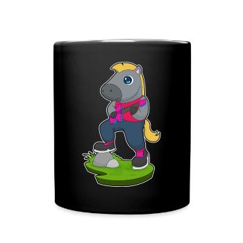 Pferd Musiker Gitarre Musik - Tasse einfarbig - Schwarz - Vorne