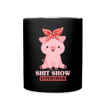 Shit Show Supervisor Pig - Full Colour Mug - black - Front