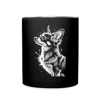 Göttliche Anmut: Das Chihuahua in Weiß - Tasse einfarbig - Schwarz - Vorne