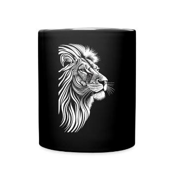 Royal Grace: African Lion in Pure White - Full Colour Mug - black - Front
