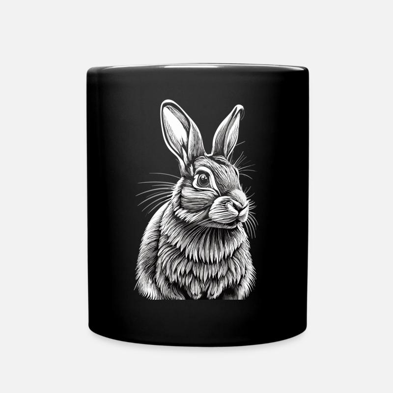 Kaninchen Portrait - Tasse einfarbig - Schwarz