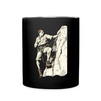 Kletternder Abenteurer in Duotone - Tasse einfarbig - Schwarz - Vorne