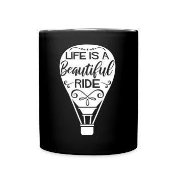 Heißluftballon Sprüche | Luftfahrt Hobby Geschenk - Tasse einfarbig - Schwarz - Vorne