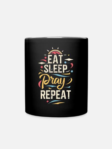 Mange, Dors, Prie, Répéte, Faute de frappe colorée - Mug uni - noir