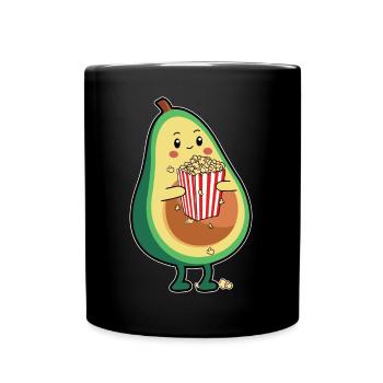 Movie Night Cute Funny Kids Avocado Popcorn - Tasse einfarbig - Schwarz - Vorne