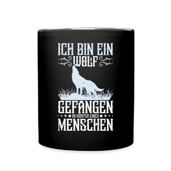 Wolffan Wolf Spruch Wolfliebhaber - Tasse einfarbig - Schwarz - Vorne