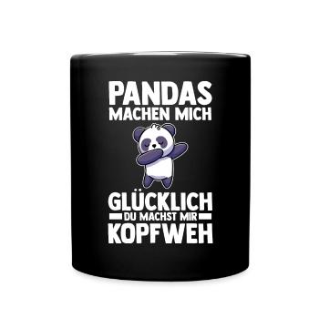 Pandabär Panda - Tasse einfarbig - Schwarz - Vorne