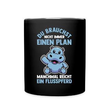 Nilpferd Flusspferd - Tasse einfarbig - Schwarz - Vorne