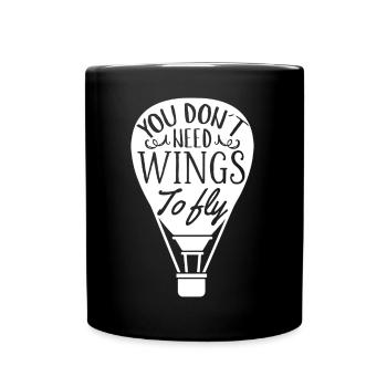 Heißluftballon Sprüche | Luftfahrt Hobby Geschenk - Tasse einfarbig - Schwarz - Vorne
